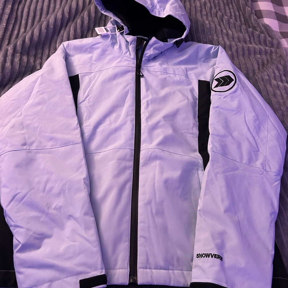 Women's Black and White Hooded Jacket - Picture 2 of 6